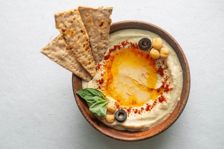 Hummus _ Basil Hummus with Chips _ Pita Bread.png